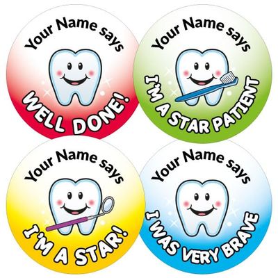 105 Personalised Healthcare Tooth Dentist Oral Care Patient Practice Dental Nurse Stickers 37mm Primary Teaching Services