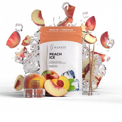 Wunder Flavoured Toothpick - Peach Ice - Refillpack - Plastic-Free Gum Alternative - Stop Nail Biting - Fresh Breath - Teeth Cleaning to Go - Sugar-Free, Vegan