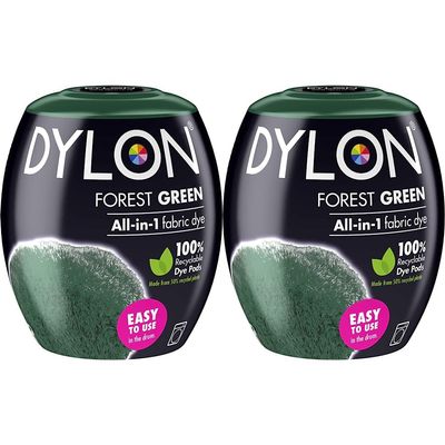 DYLON Washing Machine Fabric Dye Pod for Clothes & Soft Furnishings, 350g  Forest Green (Pack of 2)