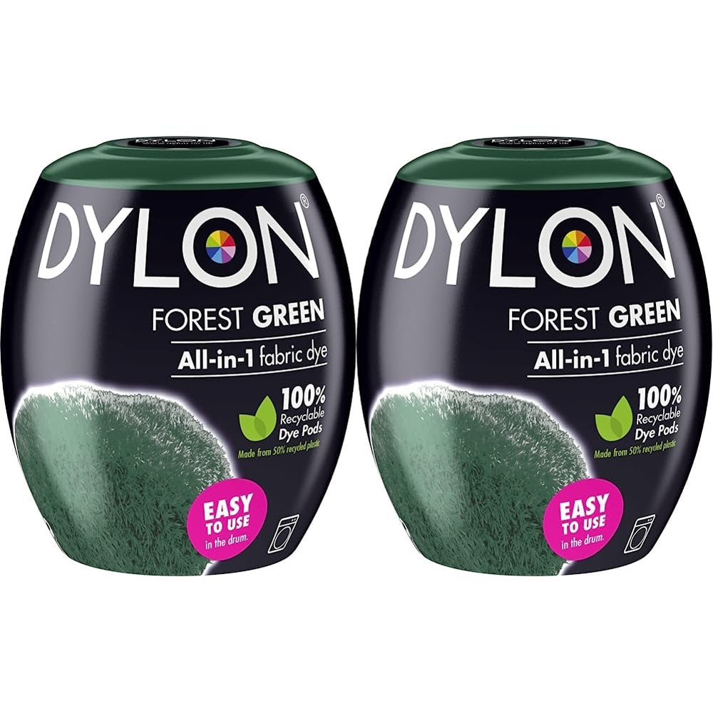 DYLON Washing Machine Fabric Dye Pod for Clothes & Soft Furnishings, 350g  Forest Green (Pack of 2)