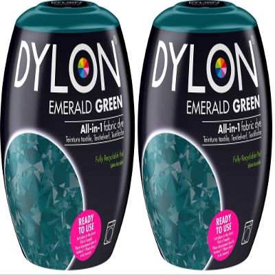 DYLON Washing Machine Fabric Dye Pod for Clothes & Soft Furnishings, 350g  Emerald Green (Pack of 2)