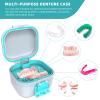 ARGOMAX Leak Proof Denture Bath Cup, Portable Soaking Denture Box, Denture Bath Case with Strainer, for Dentures and Braces (White + Cyan). view 4