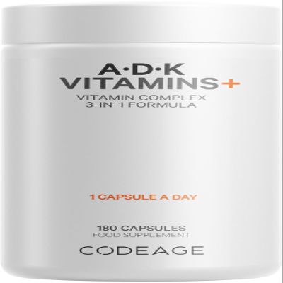 Codeage ADK Vitamin Supplement, Vitamin A, Vitamin D3 Cholecalciferol 2000 IU, Vitamin K2 (Menaquinone-7), 6-Month Supply A D K Vitamins - Support Bones, Teeth, Vision, Immune System - 180 Capsules