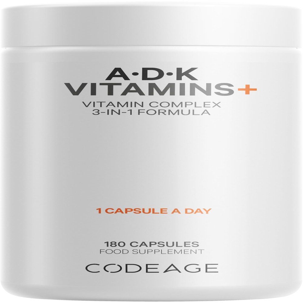 Codeage ADK Vitamin Supplement, Vitamin A, Vitamin D3 Cholecalciferol 2000 IU, Vitamin K2 (Menaquinone-7), 6-Month Supply A D K Vitamins - Support Bones, Teeth, Vision, Immune System - 180 Capsules
