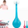 Three-Sided Children's Toothbrush, Three Sides Soft Silicone Brush Head Toothbrush, Cute Cartoon Creative Soft Toothbrush, Suitable for Children Aged 2-12 (Blue) view 1
