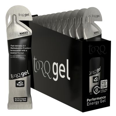 TORQ Running Gels with Electrolytes - 2:1 Maltodextrin: Fructose for Endurance Sports & Optimal Performance | Energy Gels for Running, Cycling & Marathons - 30g Carbs Per Gel | Naked 15