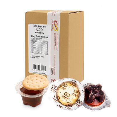 Mmeyou (Count 100) Packaged Holy Communion Crackers Prefilled Communion Wine Mmeyou Communion Cups Jewish Matzo Cracker with Red Grape Juice - All in one packaged communion set. (100)