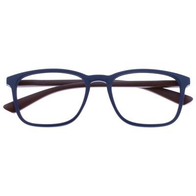 OPULIZE Max Reading Glasses - Classic Large Rectangular Frame - Matt Navy Blue with Maroon Arms - Men's Women's Unisex - Spring Hinges - R78-3 - +2.50