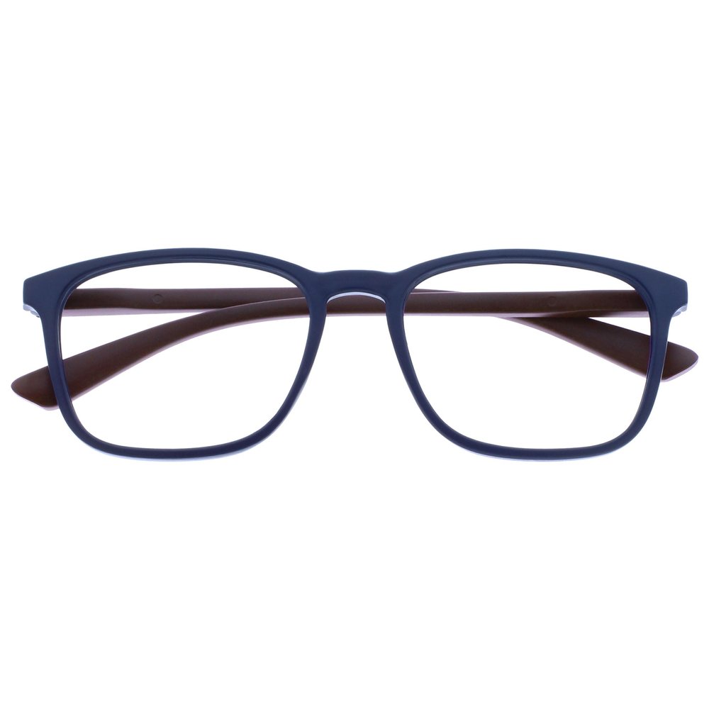 OPULIZE Max Reading Glasses - Classic Large Rectangular Frame - Matt Navy Blue with Maroon Arms - Men's Women's Unisex - Spring Hinges - R78-3 - +2.50
