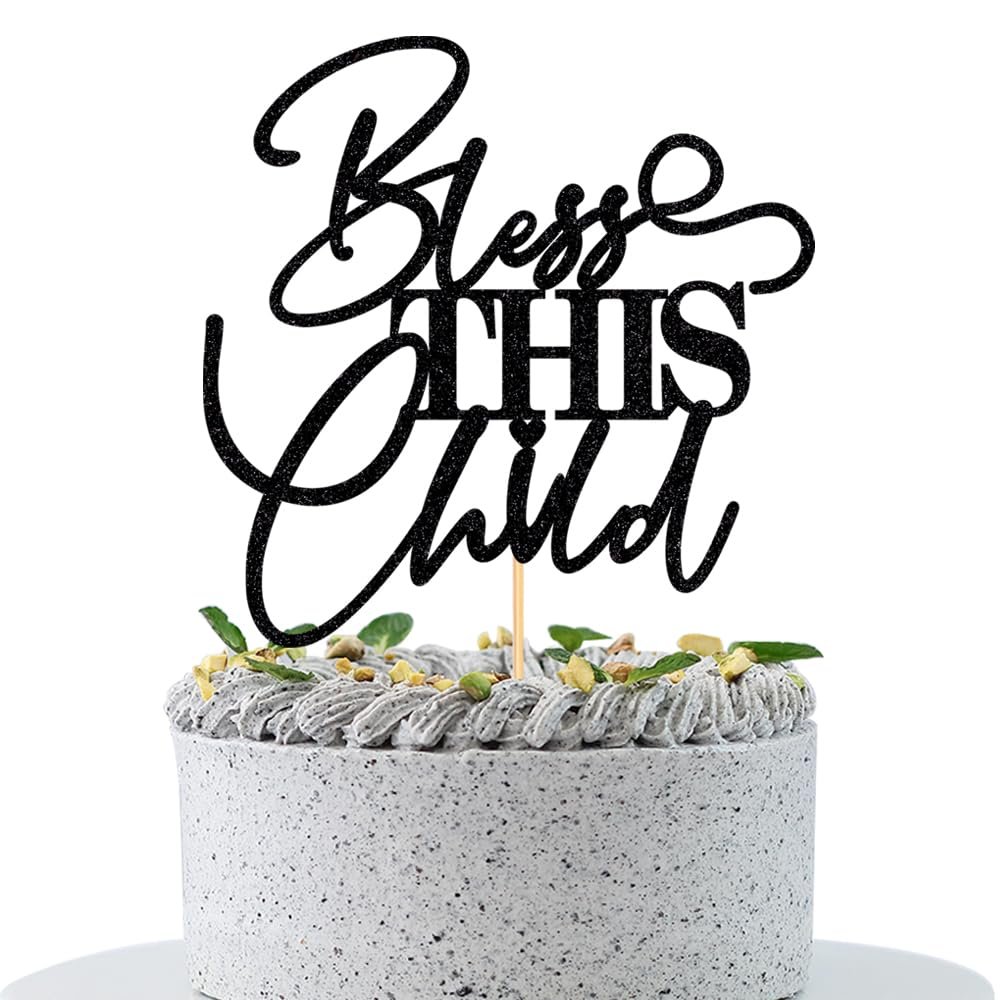 WRACKKIAR Bless This Child Cake Topper-Christening-Baby Shower-First Holy Communion-Religious Celebration Decoration