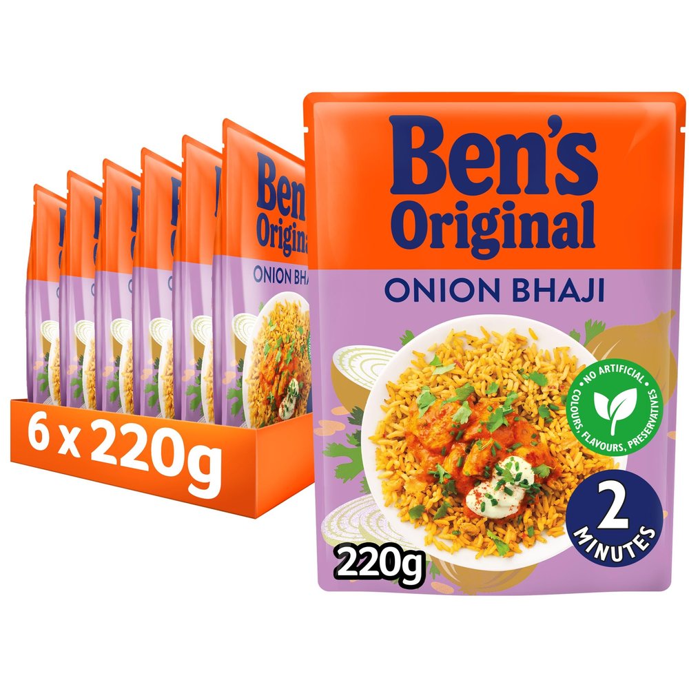 Ben's Original Onion Bhaji Microwave Rice, Bulk Multipack 6 x 220g pouches