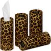 tishoo Hyaluronic Acid-Infused 4-ply Ultra Luxury Tissues | for Car Cup Holders, Home & Travel | 4 Tubes x 40 Sheets | Brown/Leopard view 1