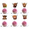 18pcs Highland Cow Cupcake Toppers for Boys Girls Adult Happy Birthday Glitter Western Rodeo Farm Party Decorations Supplies Glitter Highland Cow Cake Decorations view 3