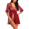 Sexy Lingerie Sets for Women Summers Sexy Nightwear Set Sexy Nightdress for Women Red Strappy Lingerie Pajamas Teddy Underwear Open Front Bare Women Lingerie Sexy Underwear Lingerie Cosplay Costume view 3