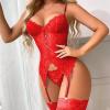 Sexy Lingerie Sets for Women Summers Sexy Nightwear Set Women's Lingerie Sets Black Lace Bodysuit Garter Belt Suspender See Through Valentines Women Lingerie Sexy Underwear Lingerie Cosplay Costume view 2