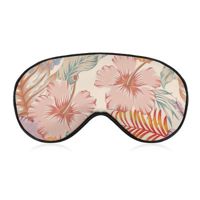 Vintage Hibiscus Flowers Sleep Mask Light Yellow Blindfold for Sleeping Elastic Blackout Eye Mask Cover for Full Night's Sleep Travel and Nap