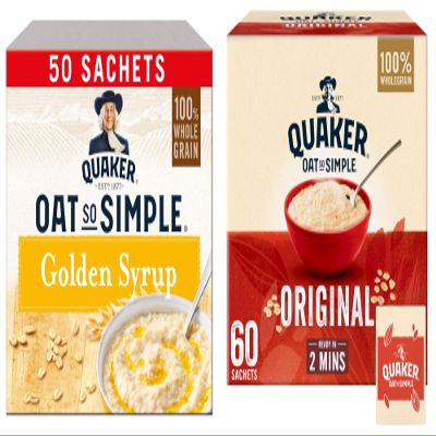 2x Quaker Oat So Simple Golden Syrup Porridge 50 x 36g & 2x Quaker Oat So Simple Original 60 x 27g - By Shop 4 Less