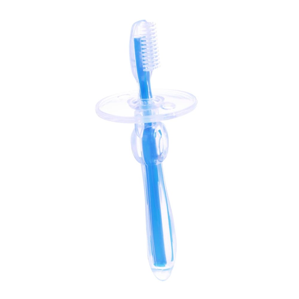 SEWOART Silicone Baby Toothbrush Infant Oral Brush Soft Training Toothbrush for Toddlers Blue Safe Baby Dental Care Tool