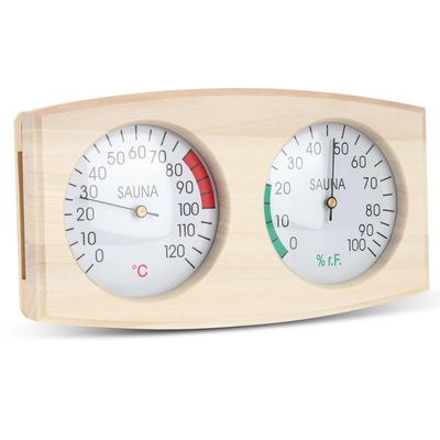 FENYW 2 in 1 Sauna Thermometer Hygrometer, Sauna Hygrometer Thermometer Wood, Wood Sauna Hygrothermograph, High-Quality Sauna Accessories for Perfect Temperature and Humidity, Steam Sauna