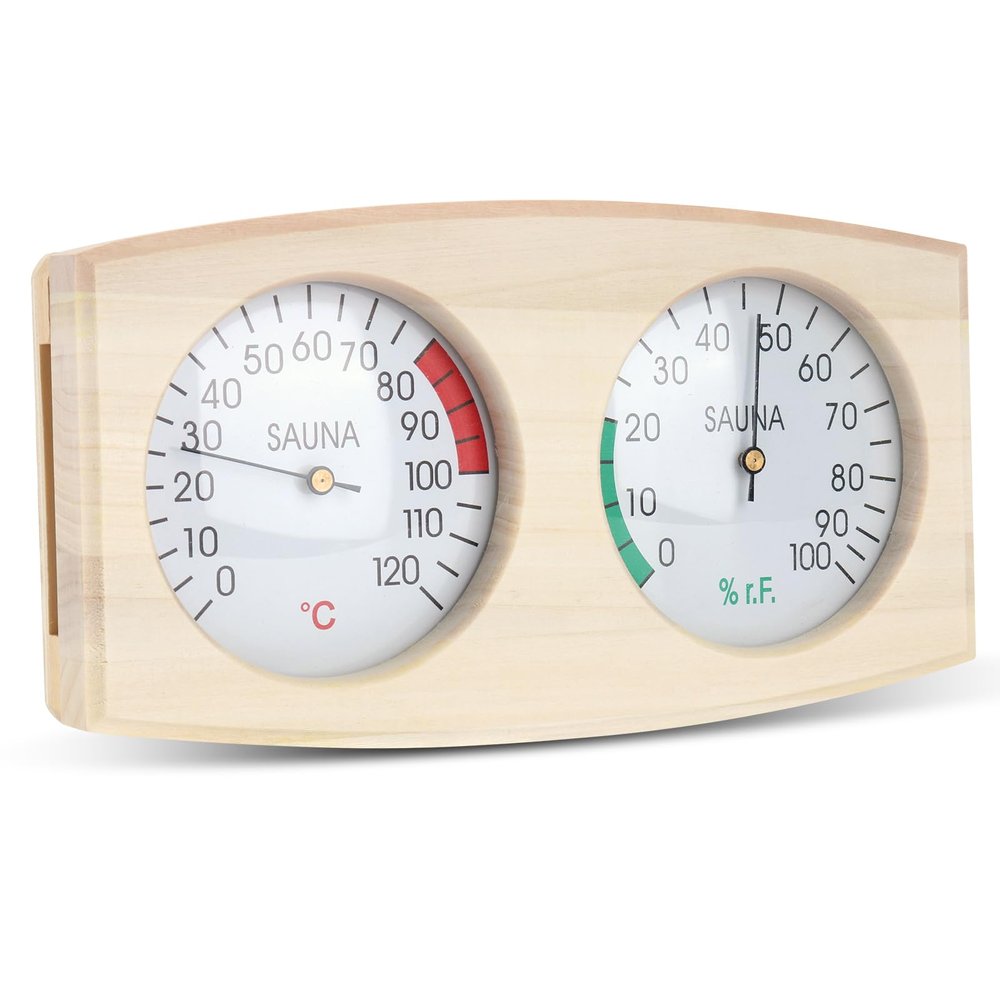 FENYW 2 in 1 Sauna Thermometer Hygrometer, Sauna Hygrometer Thermometer Wood, Wood Sauna Hygrothermograph, High-Quality Sauna Accessories for Perfect Temperature and Humidity, Steam Sauna