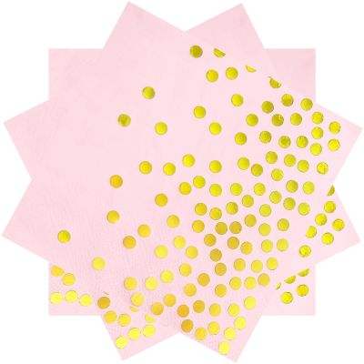 13 x 13 Inches Pink Party Napkins,Pink and Gold Paper Beverage Napkin,100 Pack Disposable Cocktail Napkins,Bar Napkins for Birthday Dinner Anniversary Wedding Party Supplies