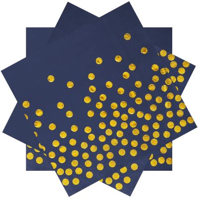 13 x 13 Inches Blue Party Napkins,Blue and Gold Beverage Napkin,100PCS Gold Dot Cocktail Paper Napkins for Birthday Wedding Graduation 2025