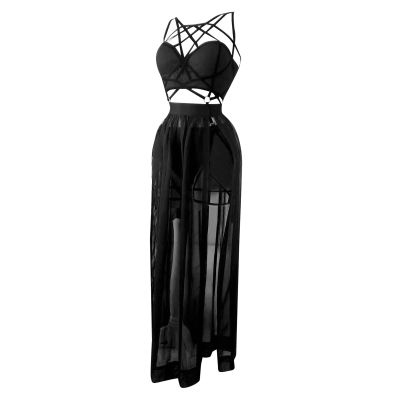 Ladies Three Piece Dress With Straps And Bosom Cushion Skirt Lingerie Thigh High Stockings for Women Lingerie