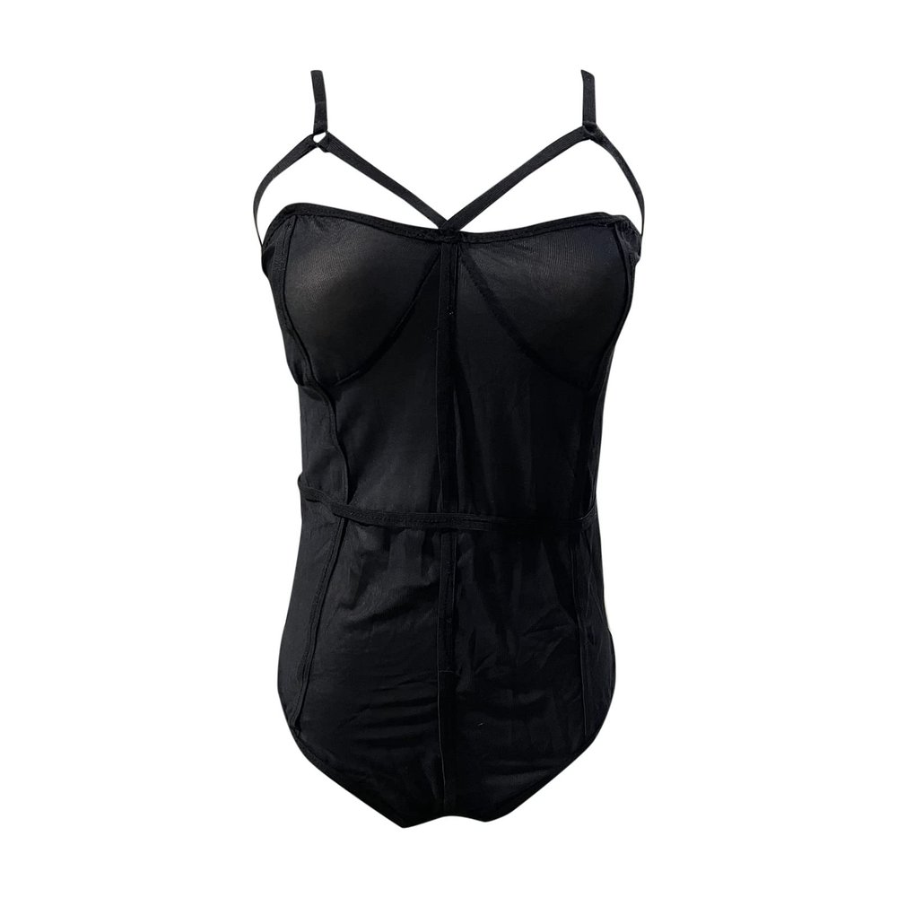 Rrunsv Lingerie For Women See Through BodysuitOne Piece Sexy Mesh Thong Teddy Swimsuits Micro Bikini Lingerie with Underwire Black
