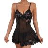 Rrunsv Womens Sexy Lace Lace Mesh Sling Dress Nightdress Sexy Leopard Lingerie for Women Black view 1