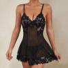 Rrunsv Womens Sexy Lace Lace Mesh Sling Dress Nightdress Sexy Leopard Lingerie for Women Black view 4