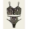 Rrunsv Underwear Underwear See-through Sexy Floral Embroidery Mesh Ladies plus Size Lingerie for Sexy Costume Black view 2