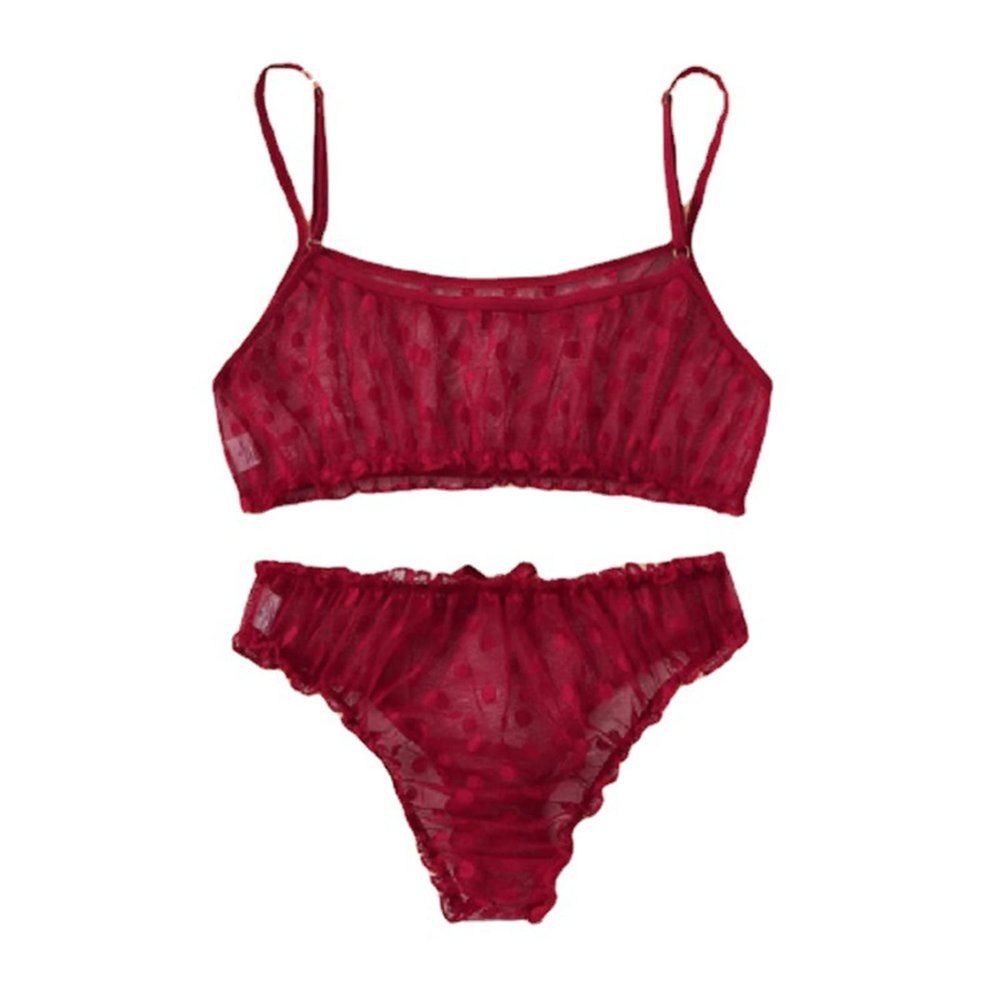 Rrunsv Sexy Wave Point LingerieThe PolyesterFor DressingOutside Lady plus Size Lingerie for Women 3xl Red