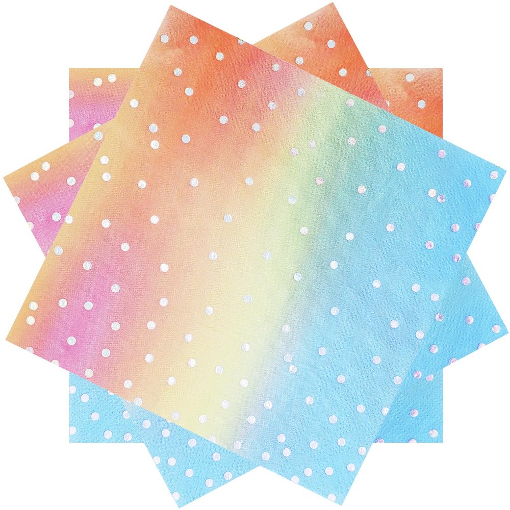 13X13 Inch Pink and Silver Napkins,Rainbow Napkins,Pink Disposable Cocktail Paper Napkins,100 Pack Pastel Napkins for Women Birthday Wedding Rainbow Party Supplies