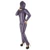 High Street Leather Long Sleeve Catsuit Elastic PVC Zip Front Hooded Bodysuit Costumes Jumpsuit 7XL,fluorescent Green,M view 4