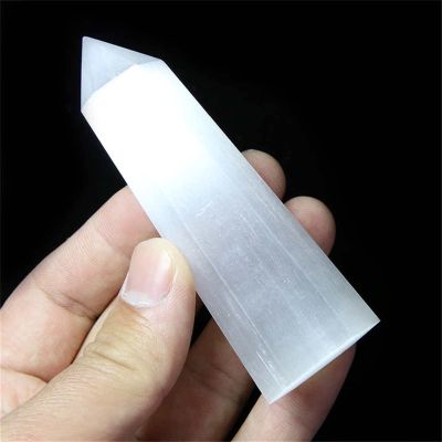 FACSER 1PC Natural Selenite Quartz Obelisk Crystal Wand Point Reiki Home Decoration (Size : 8-9cm)