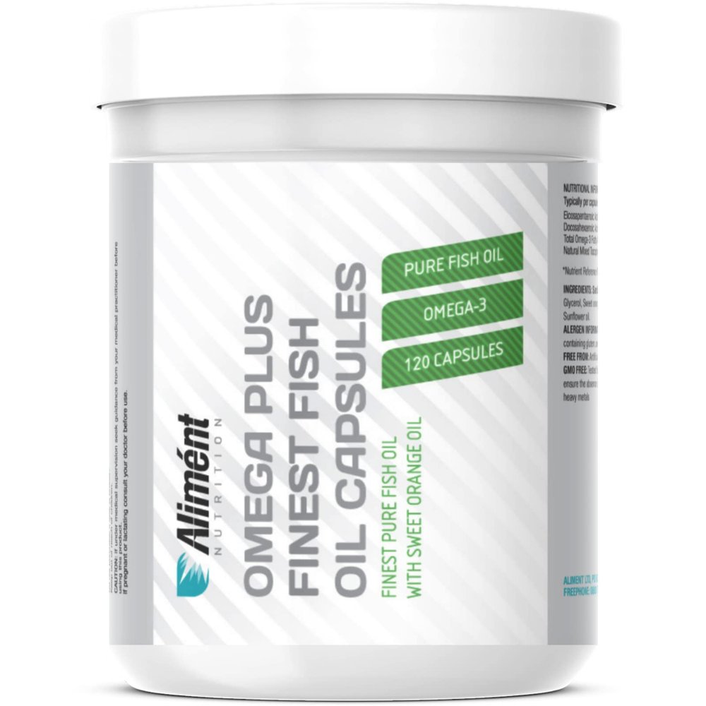 Aliment Omega 3 Fish Oil 2400mg High Strength EPA 630mg & DHA 420mg Per Serving Fish Oil Soft Gel Capsules Micro Distilled - 2 Months Supply Orange Flavour No Fish Odour or Taste