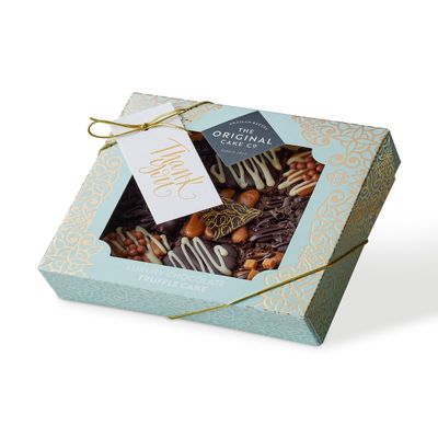 The Original Cake Company - Chocolate Caramel Thank You Cake Selection, handmade chocolate truffle cake selection - 9 pieces (Approx 50g per piece)