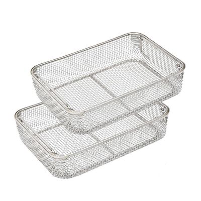 2PCS Instrument Tray Medical 304 Stainless Steel Mesh Perforated Baskets Washing Basket Instruments Dental Instruments Labs Organizer (Size : 30cm*20cm*7cm)