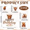 Tanlade 61 Pcs Highland Cow Cake Topper and Highland Cow Cupcake Topper, Highland Cow Birthday Decorations Highland Cattle Cake Decorations for Farm Animal Zoo Boy Girl Birthday Party Decor view 2