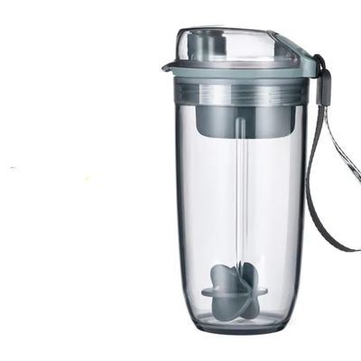 Shaker Bottle Fitness Exercise Water Bottle With Scale Meal Replacement Milkshake Protein Shakes Powder And Stirs Cup (Silver)