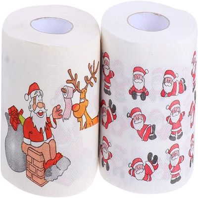 2 Rolls of Christmas Toilet Rolls Themed Santa Claus, Funny Toilet Paper for Holiday Xmas Party Decoration and Birthday Party Novelty Gift