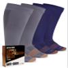 Doctor's Select Copper Plus Size Compression Socks Wide Calf - 2 Pairs | 20-30mmHg Extra Wide Calf Compression Socks Women, Gray / Navy - 2 Pairs, 2X-Large view 1