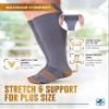 Doctor's Select Copper Plus Size Compression Socks Wide Calf - 2 Pairs | 20-30mmHg Extra Wide Calf Compression Socks Women, Gray / Navy - 2 Pairs, 2X-Large view 4