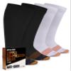 Doctor's Select Copper Plus Size Compression Socks Wide Calf - 2 Pairs | 20-30mmHg Extra Wide Calf Compression Socks Women, White / Black - 2 Pairs, 3X-Large view 1