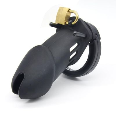 Black Silicone Cock Cage, Lightweight Male Chastity Cage, Locking Male Chastity Device with Multi Rings