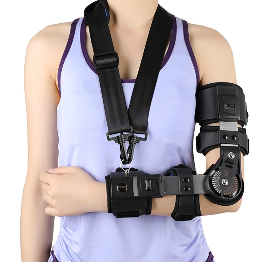 Adjustable Elbow Joint Fixed Brace, Hinged ROM Elbow Brace, Arm Sling for Shoulder Injury, Broken Wrist Arm Support Arm Fracture Rehabilitation After Surgery Protector