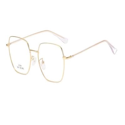 LTSRLL Oversized Square Reading Glasses, Large Blue Light Blocking Computer Readers, Metal Anti Eye Strain Eyeglasses (Color : +300, Size : Golden)