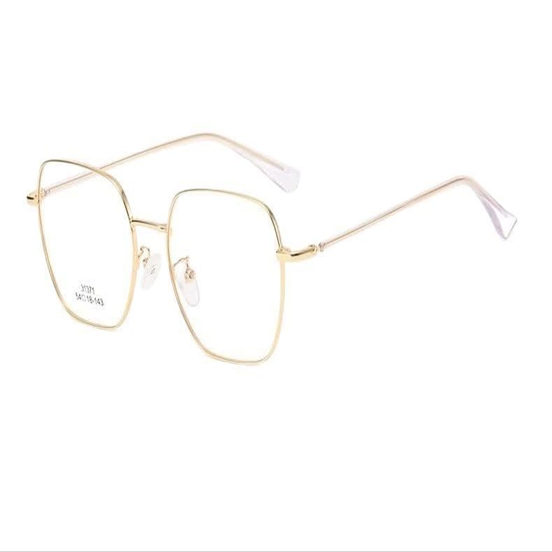 LTSRLL Oversized Square Reading Glasses, Large Blue Light Blocking Computer Readers, Metal Anti Eye Strain Eyeglasses (Color : +300, Size : Golden)