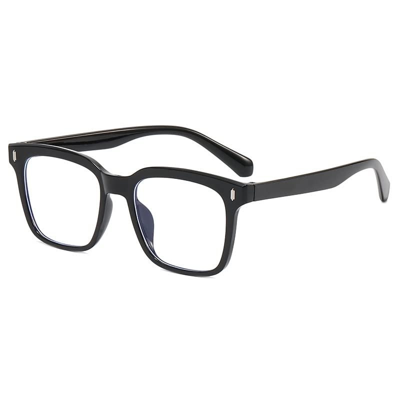 LTSRLL Stylish Square Reading Glasses, Blue Light Blocking Anti Eyestrain Computer Reading Glasses for Women and Men Readers (Color : Black-1, Size : +250)