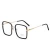 LTSRLL Oversized Square Reading Glasses, Large Metal Blue Light Blocking Computer Goggles Readers, HD Anti Glare Eyeglasses (Color : Black-Golden, Size : +150) view 1